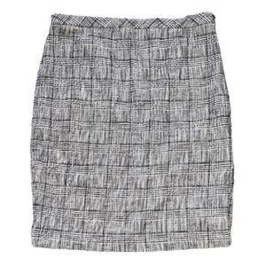 Banana Republic Plaid Tweed Pencil Skirt Womens Size 14 Black White Fall Winter
